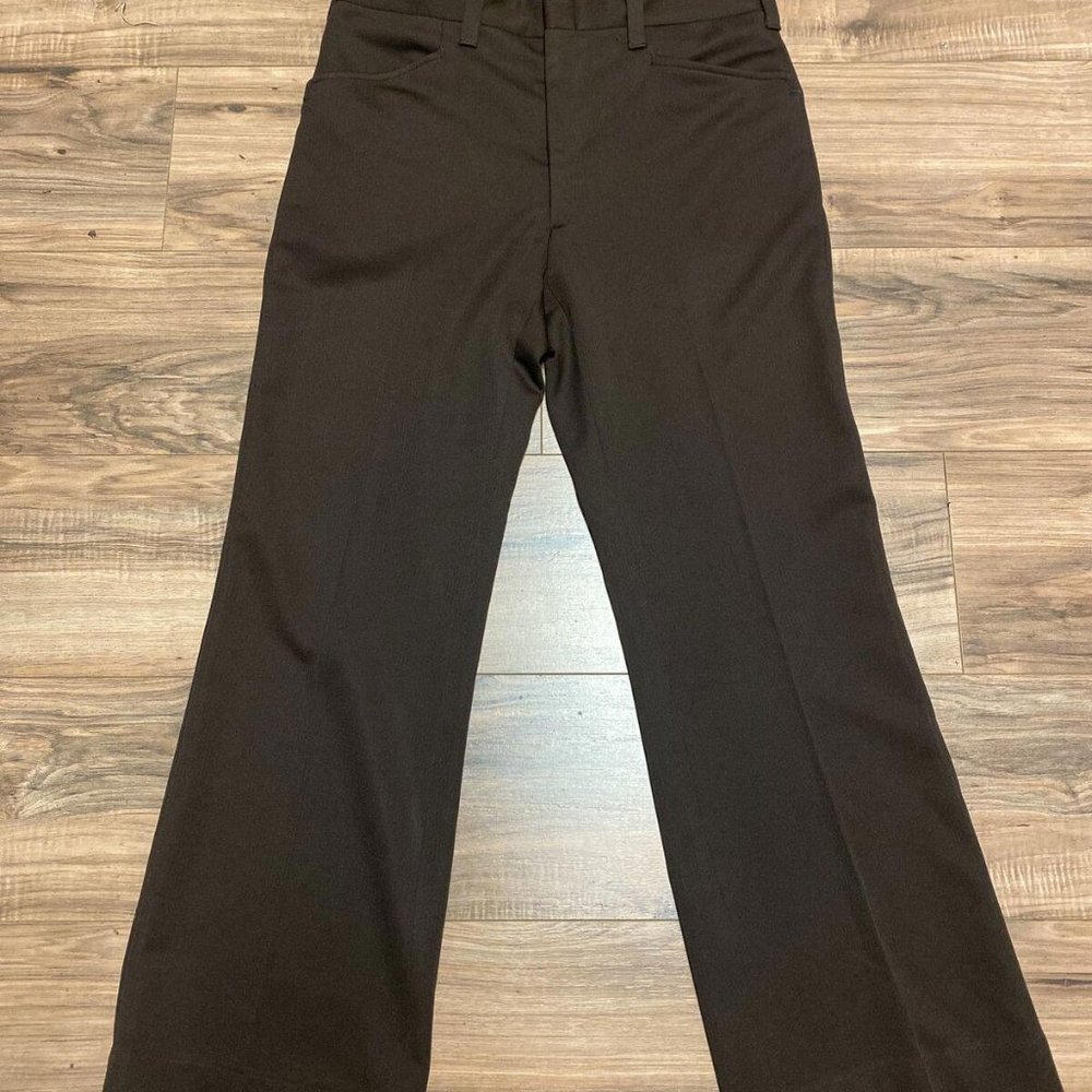 Vintage Haggar Double Knit Dress Slacks Disco Pants Mens 30x30 Dark Brown